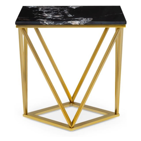 Besoa Black Onyx II, konferenční stolek, 50 x 55 x 35 cm (Š x V x H), mramor, zlatý/černý