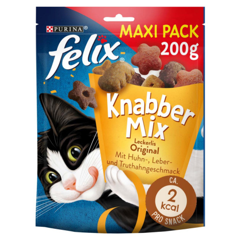 FELIX KnabberMix Original pamlsky pro kočky s kuřecím masem, játry a krocaním masem 5 × 200 g