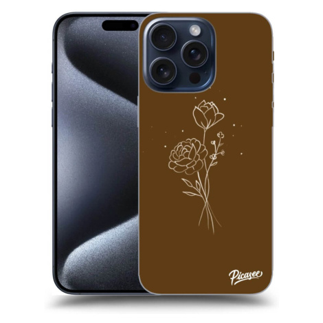 Silikonový černý obal pro Apple iPhone 16 Pro Max - Brown flowers