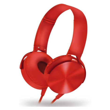 Drátová sluchátka s mikrofonem červená Donoci