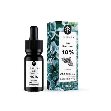 Hemnia Full Spectrum CBD MCT Kokosový olej 10%, 1000 mg, 10 ml, s příchutí máty