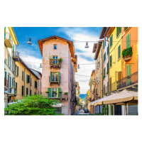 Fotografie Traditional colorful building with balconies, shutter, Aliaksandr Antanovich, 40 × 26