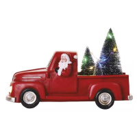 DCLW09 LED dekorace – Santa v autě s vánočními stromky, 10 cm, 3x AA, vnitřní, multicolor