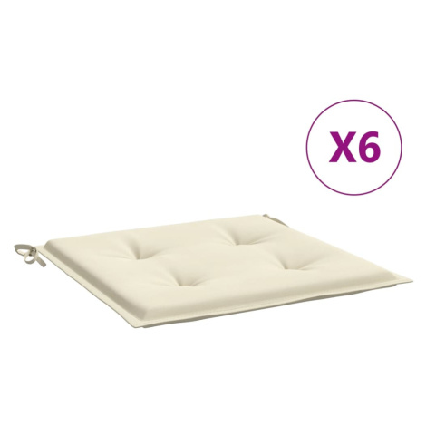 vidaXL Podušky na zahradní židli 6 ks krémové 50x50x3 cm látka oxford