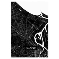 Mapa Gdansk black, (26.7 x 40 cm)