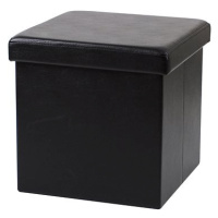 DOCHTMANN Taburet skládací, koženka, černý 38 × 38 × 38 cm