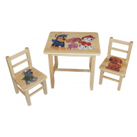 Dřevěný dětský stoleček s židličkami - Tlapková patrola
