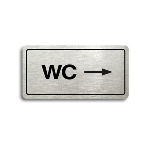 Accept Piktogram "WC VPRAVO" (160 × 80 mm) (stříbrná tabulka - černý tisk)