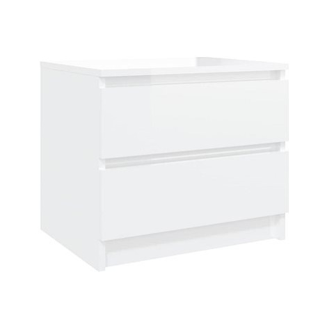 SHUMEE Noční stolek bílý s vysokým leskem 50 × 39 × 43,5 cm dřevotříska, 806205