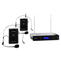 Auna Pro VHF-400 Duo 2, 2kanálová sada VHF bezdrátových mikrofonů, 1 x přijímač, 2 x headset mik