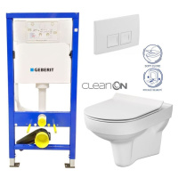 GEBERIT DuofixBasic s bílým tlačítkem DELTA50 + WC CERSANIT CITY NEW CLEANON + WC SEDÁTKO SLIM 4