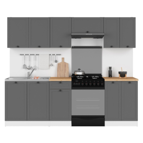 Kuchyně JAMISON 180/240 cm bez pracovní desky, bílá/grafit Brw
