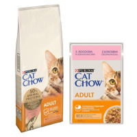 PURINA Cat Chow, 15 kg + 26 x 85 g Cat Chow kapsičky zdarma - Adult Salmon & Tuna 15 kg + losos 