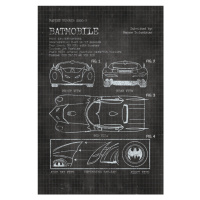 Umělecký tisk Batmobile - Tech Specifications, 26.7 × 40 cm