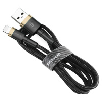Baseus odolný nylonový kabel USB Lightning 2.4A 1M, zlatá + černá - CALKLF-BV1