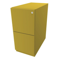BISLEY Pojízdný kontejner Note™, se 2 kartotékami pro závěsné složky, v x š 645 x 300 mm, žlutá