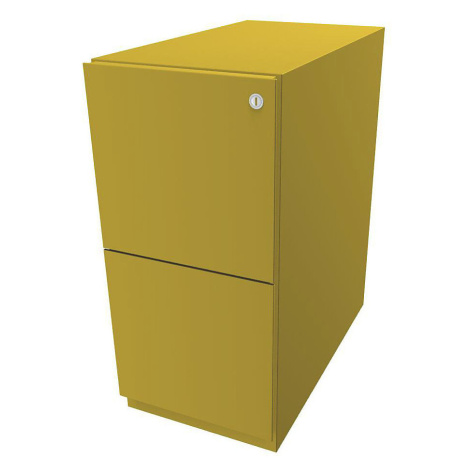 BISLEY Pojízdný kontejner Note™, se 2 kartotékami pro závěsné složky, v x š 645 x 300 mm, žlutá