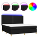 vidaXL Box spring postel s matrací a LED černá 180x200 cm textil