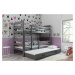 BMS Dětská patrová postel ERYK 3 s přistýlkou | šedá Barva: Šedá / růžová, Rozměr: 200 x 90 cm