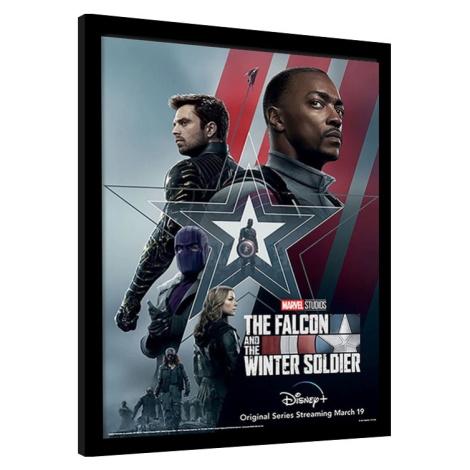 Obraz na zeď - The Falcon and the Winter Soldier - Stars and Stripes, 34.3x44.5 cm Pyramid