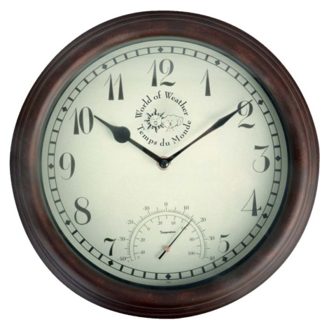 Venkovní nástěnné hodiny s teploměrem Esschert Design Time