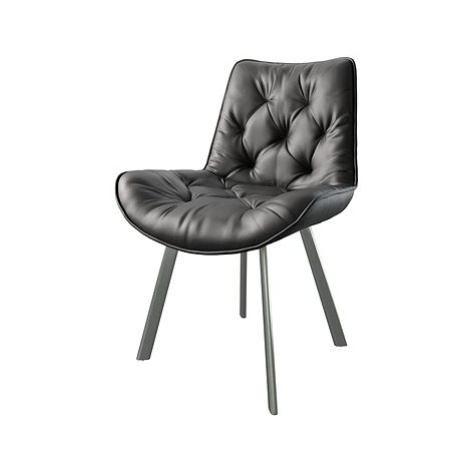 DELIFE Jídelní židle Taimi-Flex černá pravá kůže oválná podnož nerezová ocel