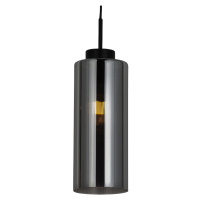 Art Deco závěsná lampa černá s kouřovým sklem - Laura