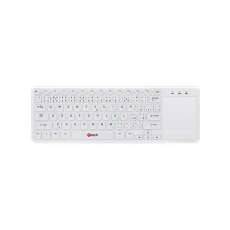 C-TECH klávesnice WLTK-01, bezdrátová s touchpadem, bílá, USB