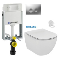 GEBERIT KOMBIFIXBasic vč. matného tlačítka DELTA 25 + WC Ideal Standard Tesi se sedátkem RIMLESS