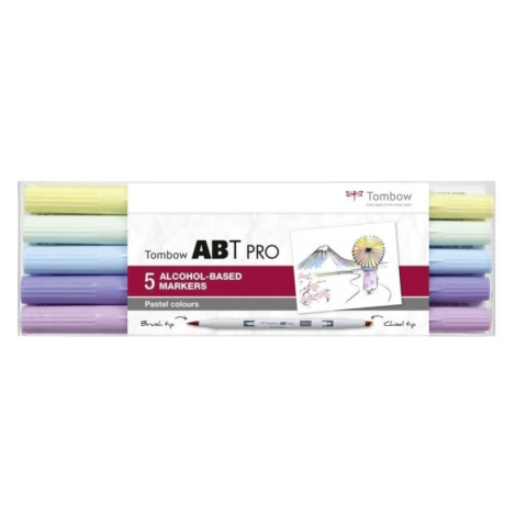 Tombow Oboustranný lihový fix ABT PRO - Pastel colors 5 ks
