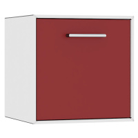mauser Závěsný samostatný box, 1 výklopná barová dvířka, šířka 385 mm, čistá bílá / rubínová