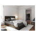 Čalouněná postel CESMIN 140x200 cm, šedá se vzorem/hnědá