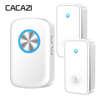 CACAZI FA28 Bezdrátový bezbateriový zvonek – 1× přijímač + 2× tlačítko - bílý