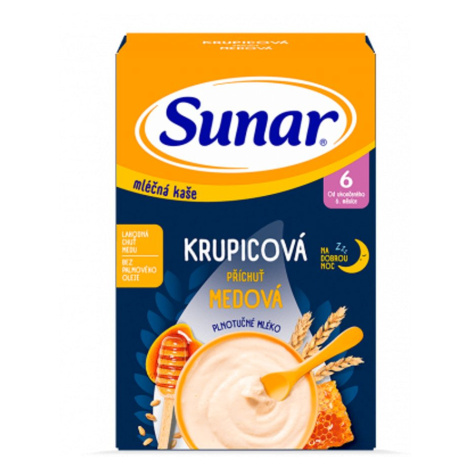 Sunar Mléčná kaše krupicová příchuť medová na dobrou noc 210g
