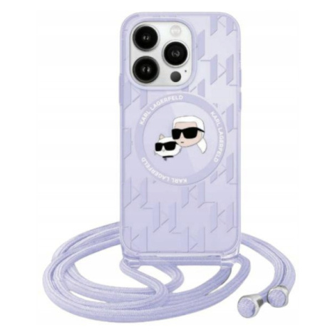 Pouzdro Karl Lagerfeld pro iPhone 15 Pro Max 6.7 fialový Crossbody MagSafe