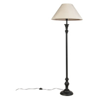 Stojací lampa černá s velurovým odstínem taupe 55 cm - Classico
