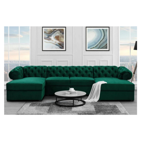 RAMONA U rozkládací sedačka ve tvaru U v chesterfield stylu, látkové knoflíky Mars & More