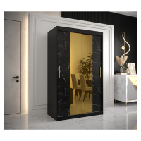 Šatní skříň Abi Golden T1 Barva korpusu: Černá, Rozměry: 120 cm, Dveře: Černý Marmur + zlaté zrc