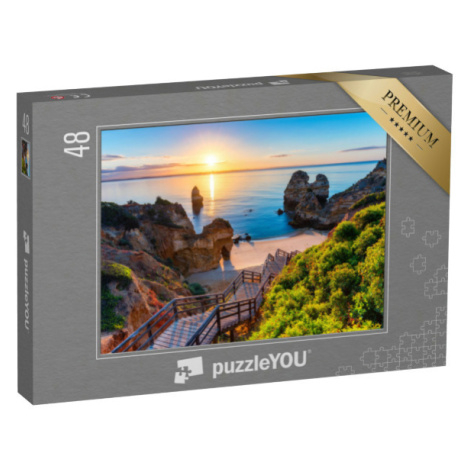 puzzle 48 dílků „Praia do Camilo, modrá pláž v Algarve, Portugalsko“