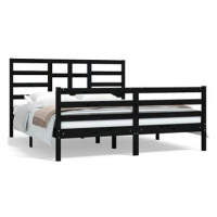 Rám postele černý masivní dřevo 160 × 200 cm, 3105874