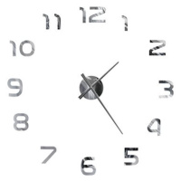 3D Nástěnné hodiny s moderním designem 100 cm XXL stříbrné