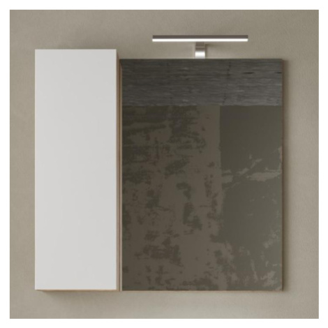 Zrcadlová skříňka HAMBURG bílá lesklá/dub cadiz