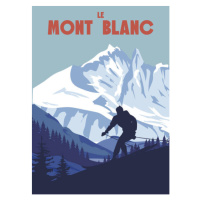 Ilustrace Mont Blanc Ski resort poster, retro, VectorUp, 30 × 40 cm