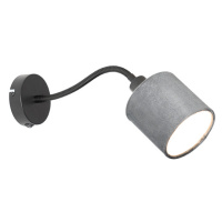 Nástěnná lampa černá s šedým stínidlem vypínačem a flex ramenem - Merwe