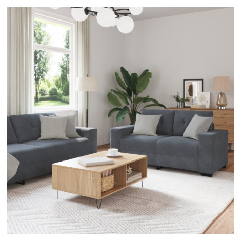 vidaXL Set pohovek 3 pcs Tmavě šedá samet