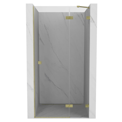 MEXEN/S Lunar L sprchové dveře křídlové pravé 120, transparent, zlatá kartáčovaná 834L-120-000-5