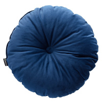 Dekoria Sametový polštář s knoflíkem, tmavě modrá, ⌀37 cm, Velvet, 704-29