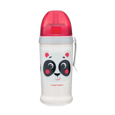 CANPOL BABIES Láhev sportovní s nevylévací slámkou HELLO LITTLE 350 ml béžová