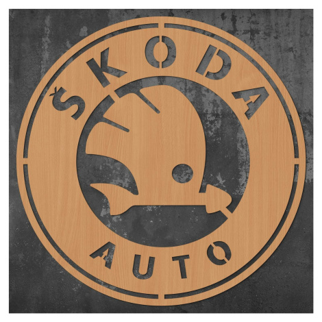 Dřevěný obraz - Znak loga Škoda DUBLEZ