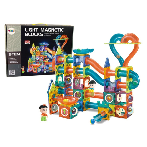Mamido Magnetická svítící stavebnice kuličková dráha 202 dílů